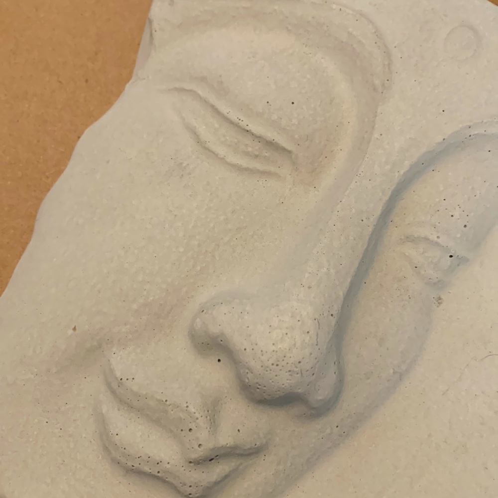 Peaceful Buddha Face Handcast Plaque, Signed by Artist